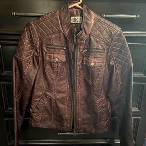 BKE burgundy colored jacket in size medium. Not real leather.